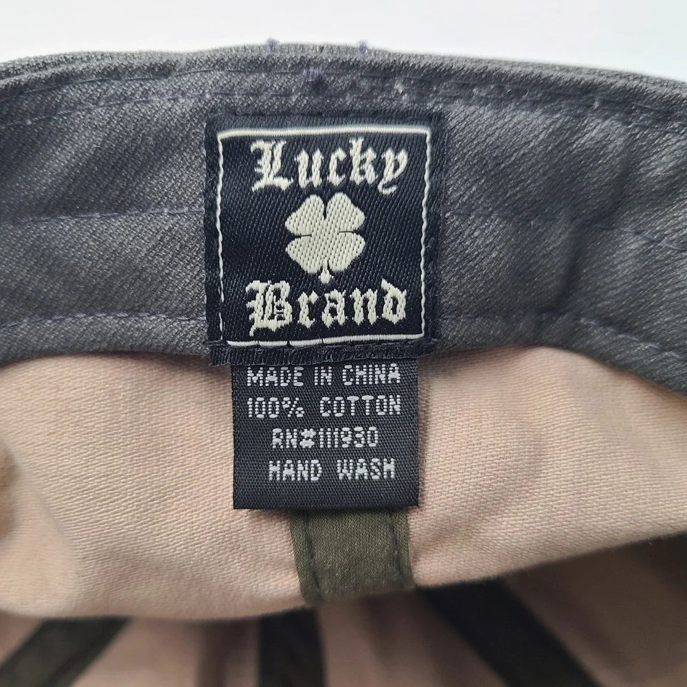 Lucky Brand Hat Adjustable Strapback Gray Black Men Cotton Casual‎ Everyday Wear